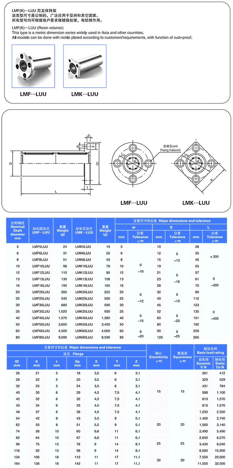 Extended Flanged Linear Bearing